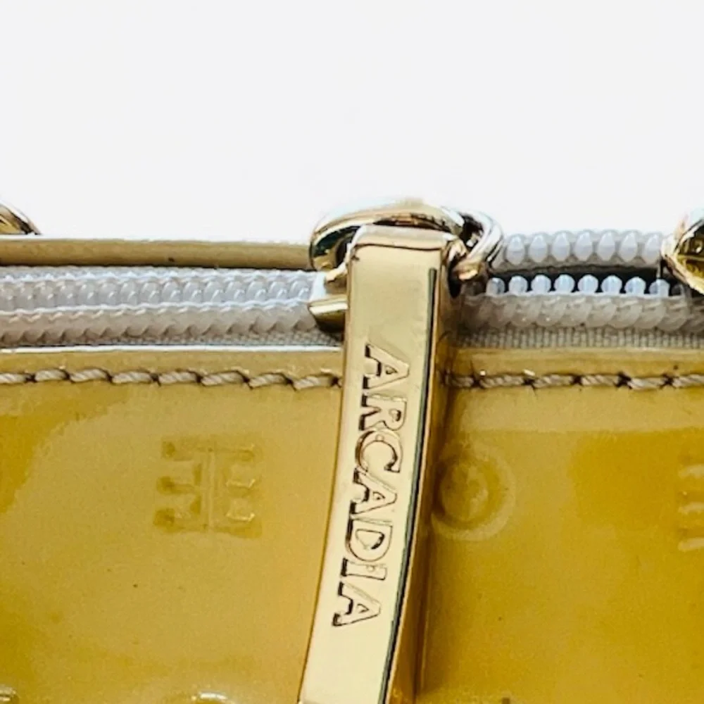 Arcadia Yellow top handle Patent Leather Handbag